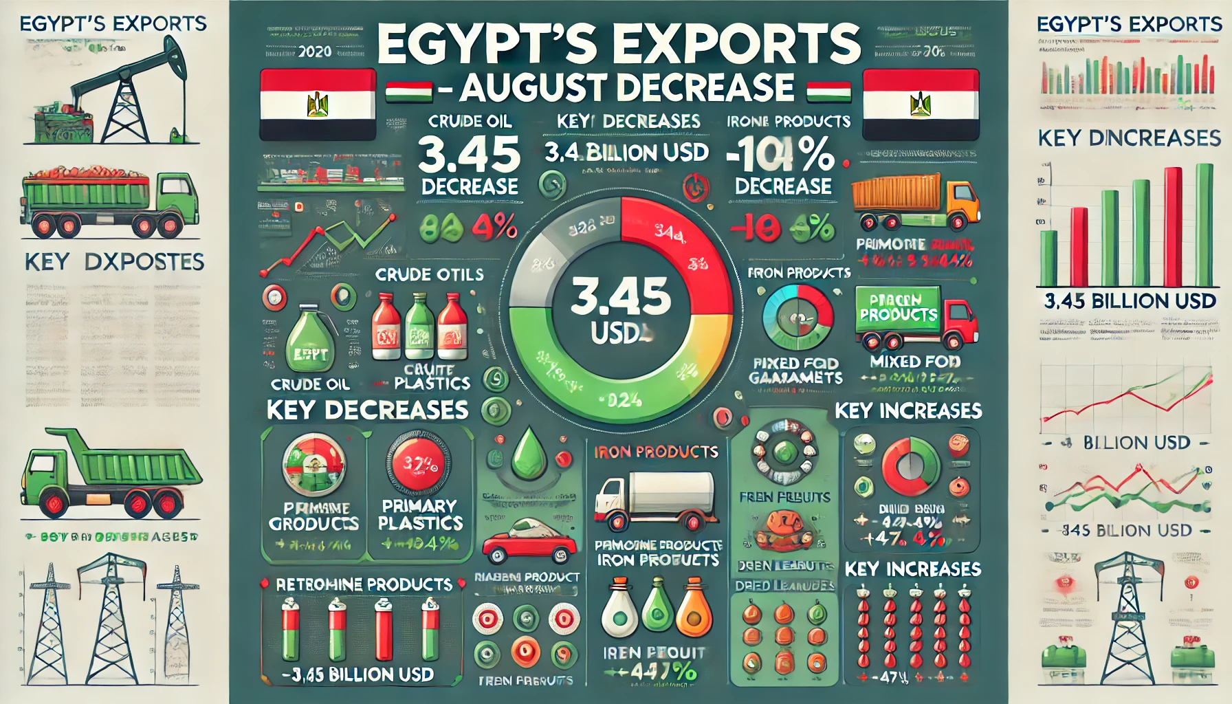 انفوجراف 21.3% ارتفاعاً في عجز الميزان التجاري بمصر خلال أغسطس 2024